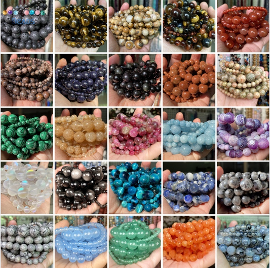 Natural Gemstone Beads, 4mm-12mm, Smooth Round