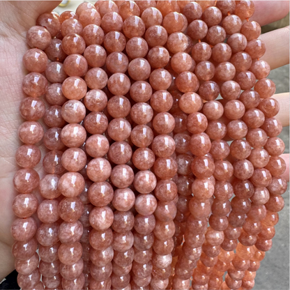 Pink Sunstone Gemstone Beads, 6-10mm,1strand