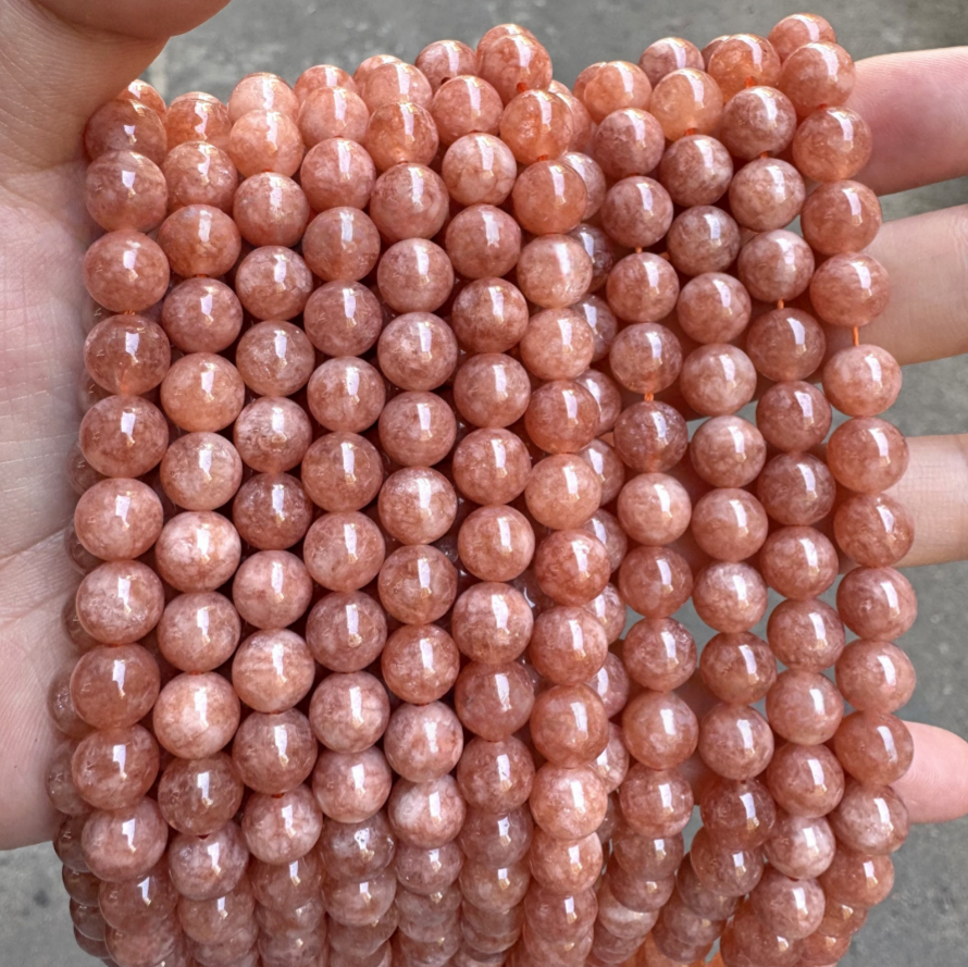 Pink Sunstone Gemstone Beads, 6-10mm,1strand