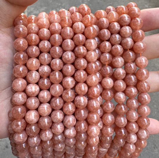 Pink Sunstone Gemstone Beads, 6-10mm