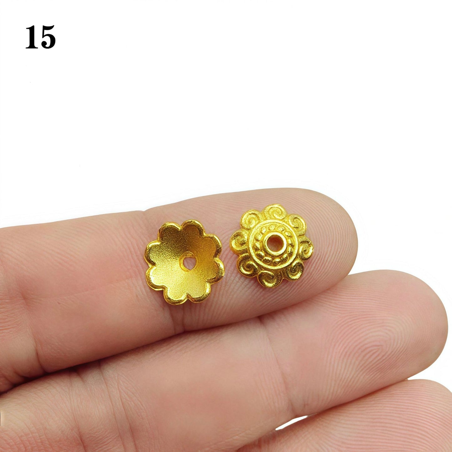 Gold Plated Filigree Flower Bead Caps