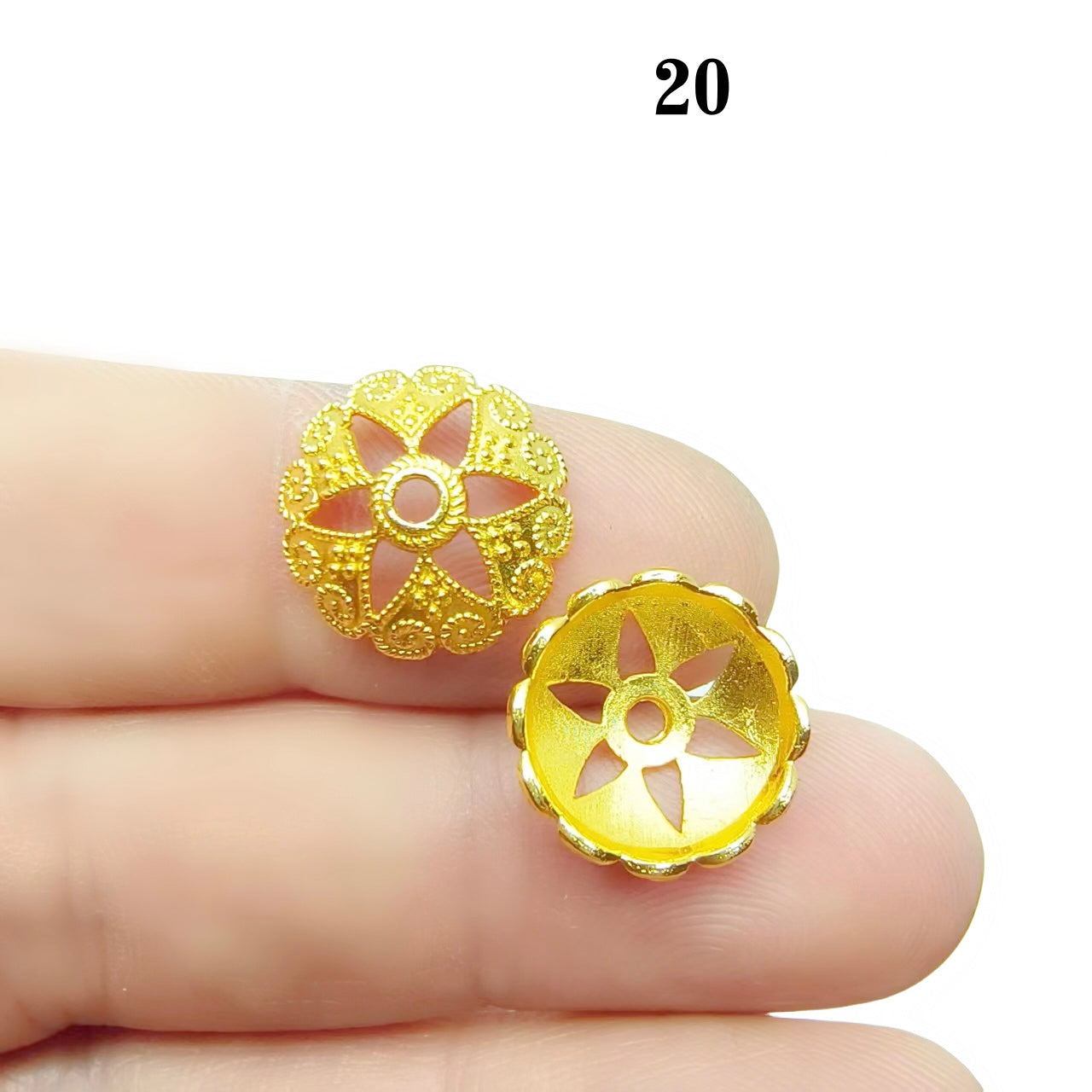 Gold Plated Filigree Flower Bead Caps