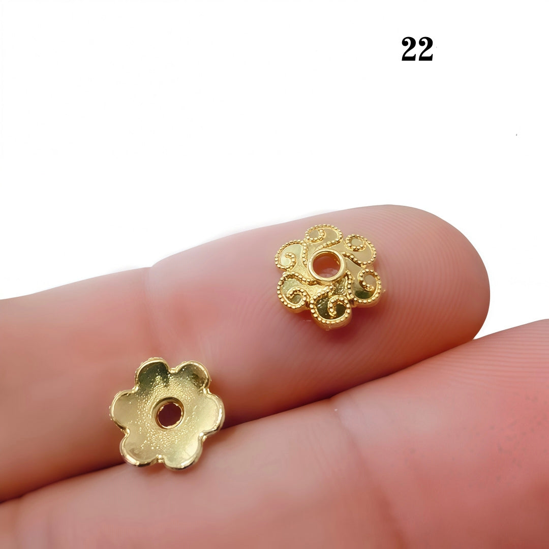 Gold Plated Filigree Flower Bead Caps