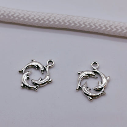 Antique Silver Three Dolphin Charms Pendant,30pcs