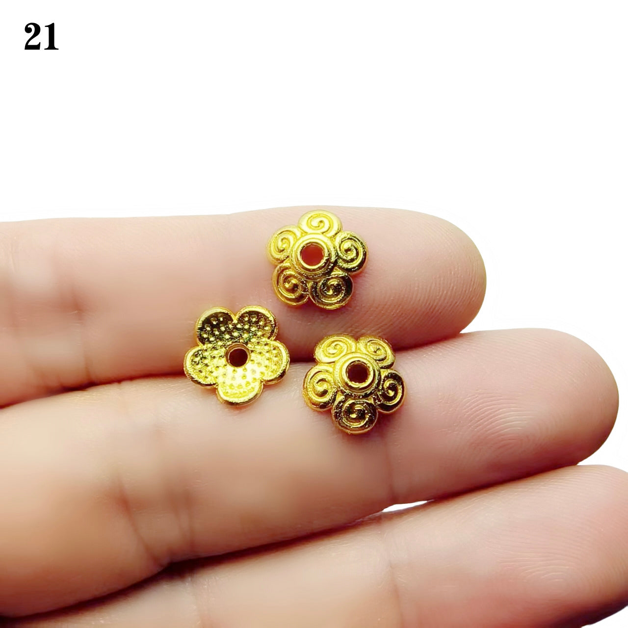 Gold Plated Filigree Flower Bead Caps