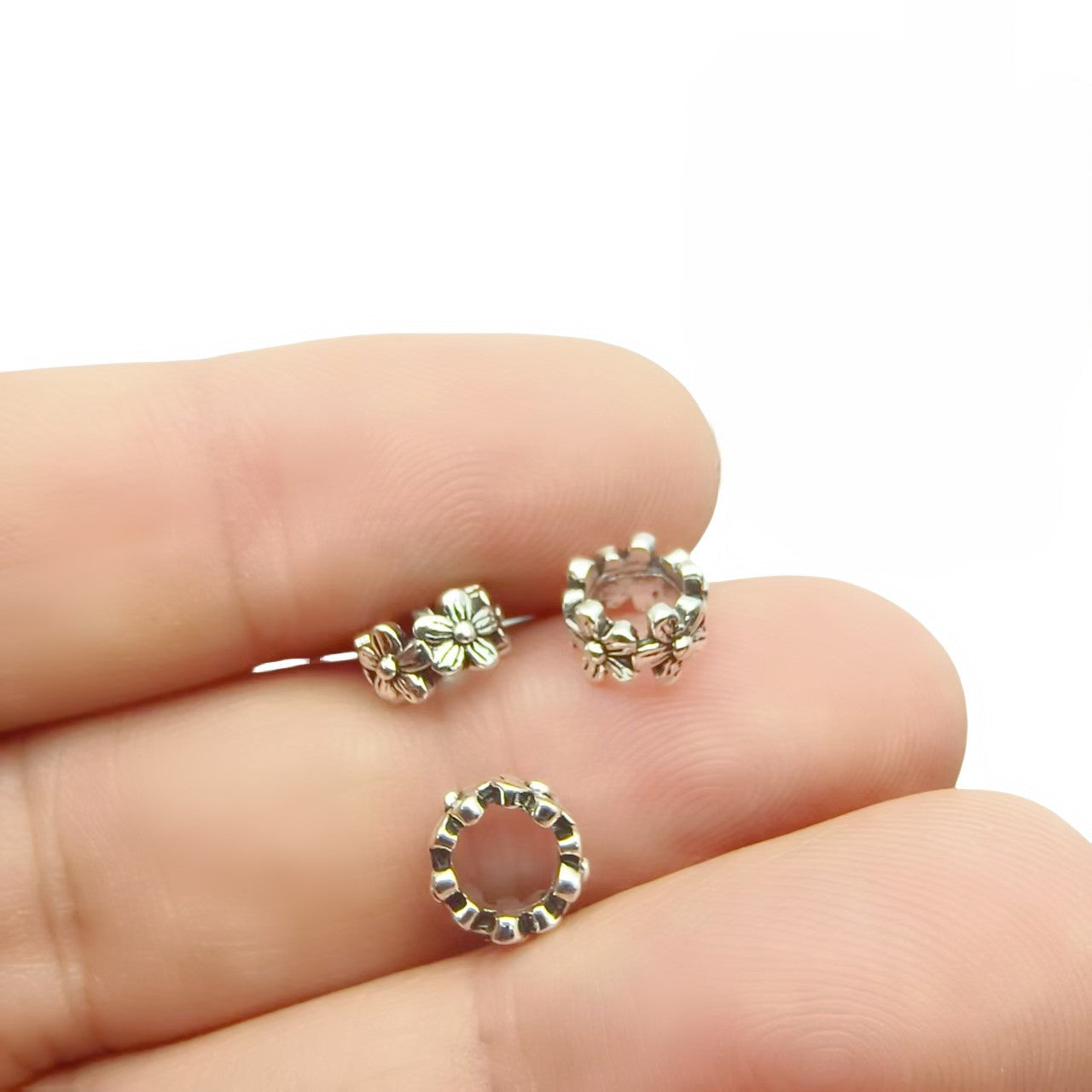 large Hole Spacer Alloy beads, 50pcs