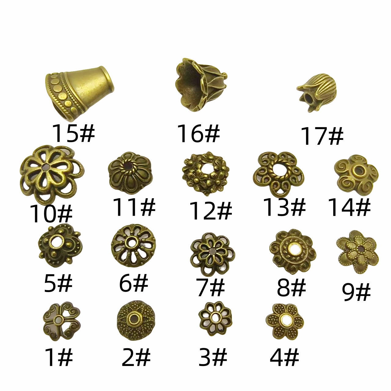 Antique Bronze Plated Filigree Flower Bead Caps, 50pcs