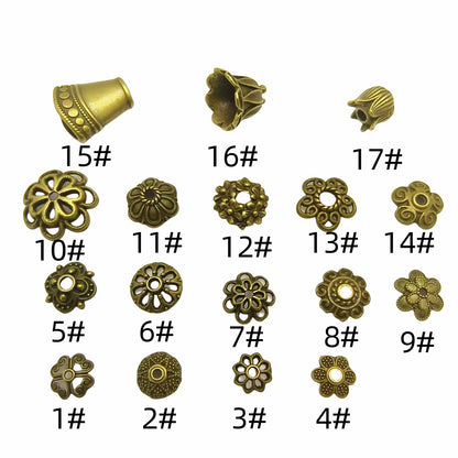 Antique Bronze Plated Filigree Flower Bead Caps, 50pcs