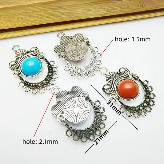 Antique silver earring pendant, Boho Earring Hoops Drops, 100pcs