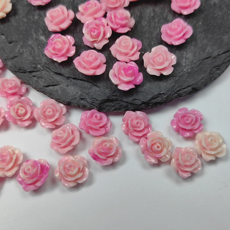 Shell powder flower beads, Shell Beads, Rose beads, Flower Beads, 6mm, 10mm 200pcs