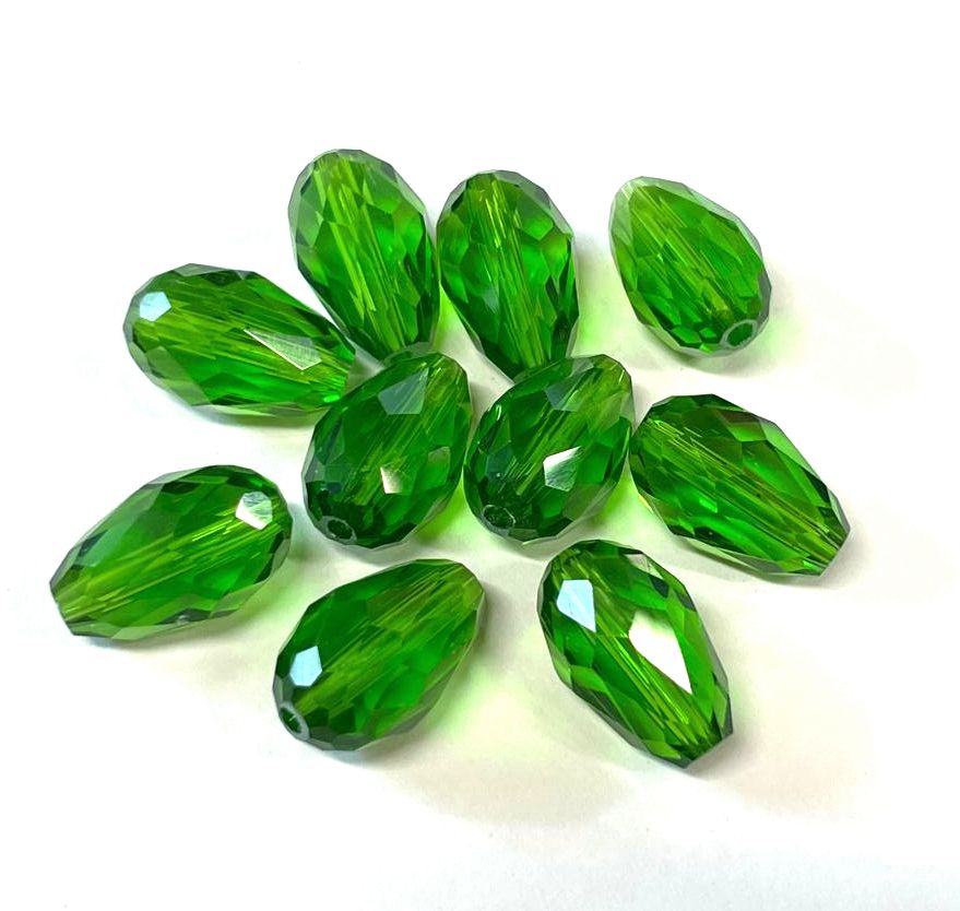 Glass Faceted Teardrops, 5-15mm