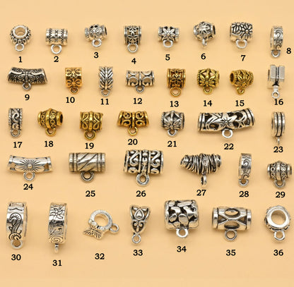 Antique Silver Bail Pendants, 30pcs