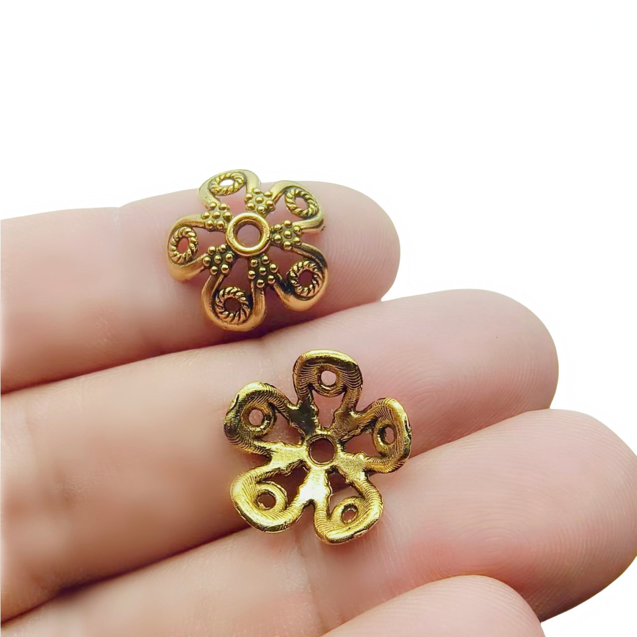 Antique Plated Filigree Flower Bead Caps,100pcs