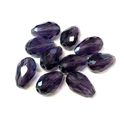 Glass Faceted Teardrops, 5-15mm