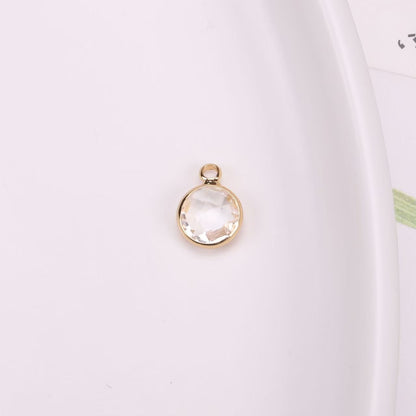 Birthstone charms, Round Rhinestone Charms Pendants, 12mm, 100pcs