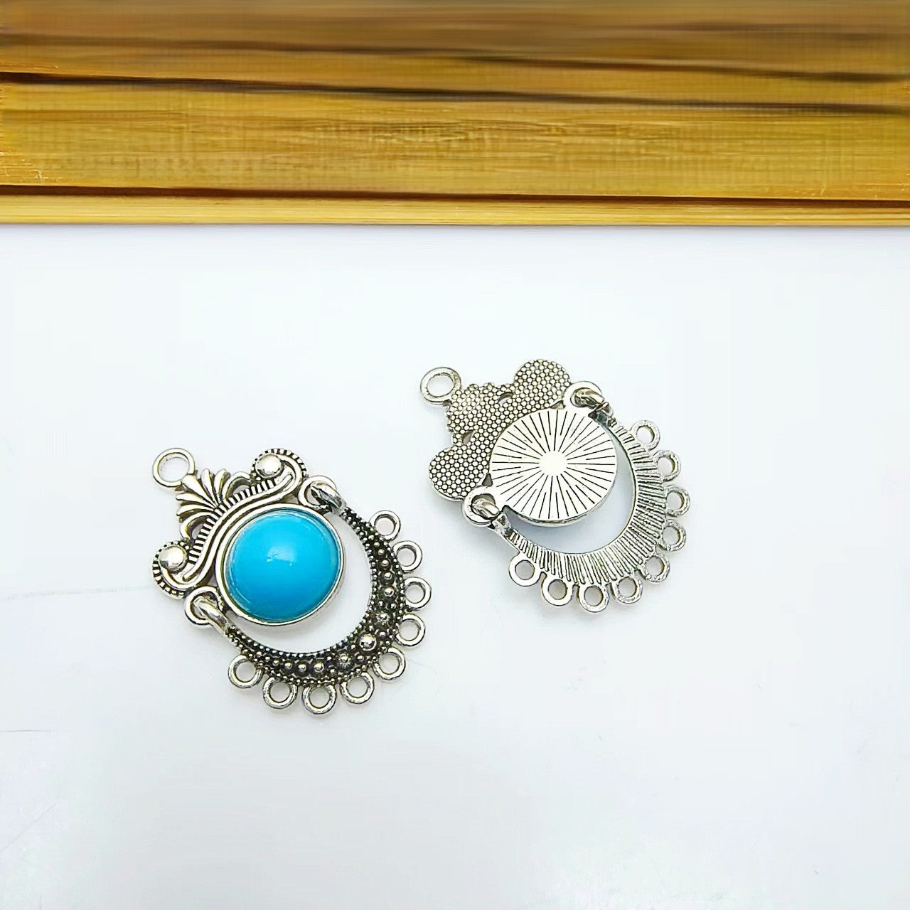 Antique silver earring pendant, Boho Earring Hoops Drops, 100pcs