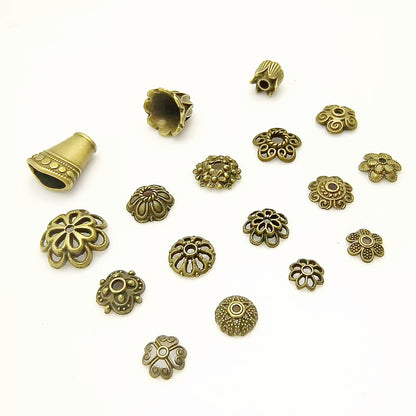 Antique Bronze Plated Filigree Flower Bead Caps, 50pcs