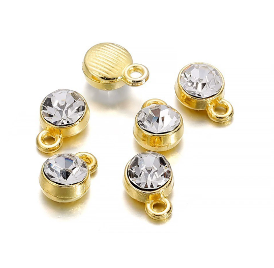Birthstone charms, Rhinestone Charms Pendants, 10mm, 500pcs