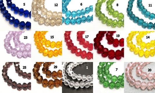 2mm, 3mm, 4mm,6mm 8mm 10mm Roundelle Glass beads, 50 strands