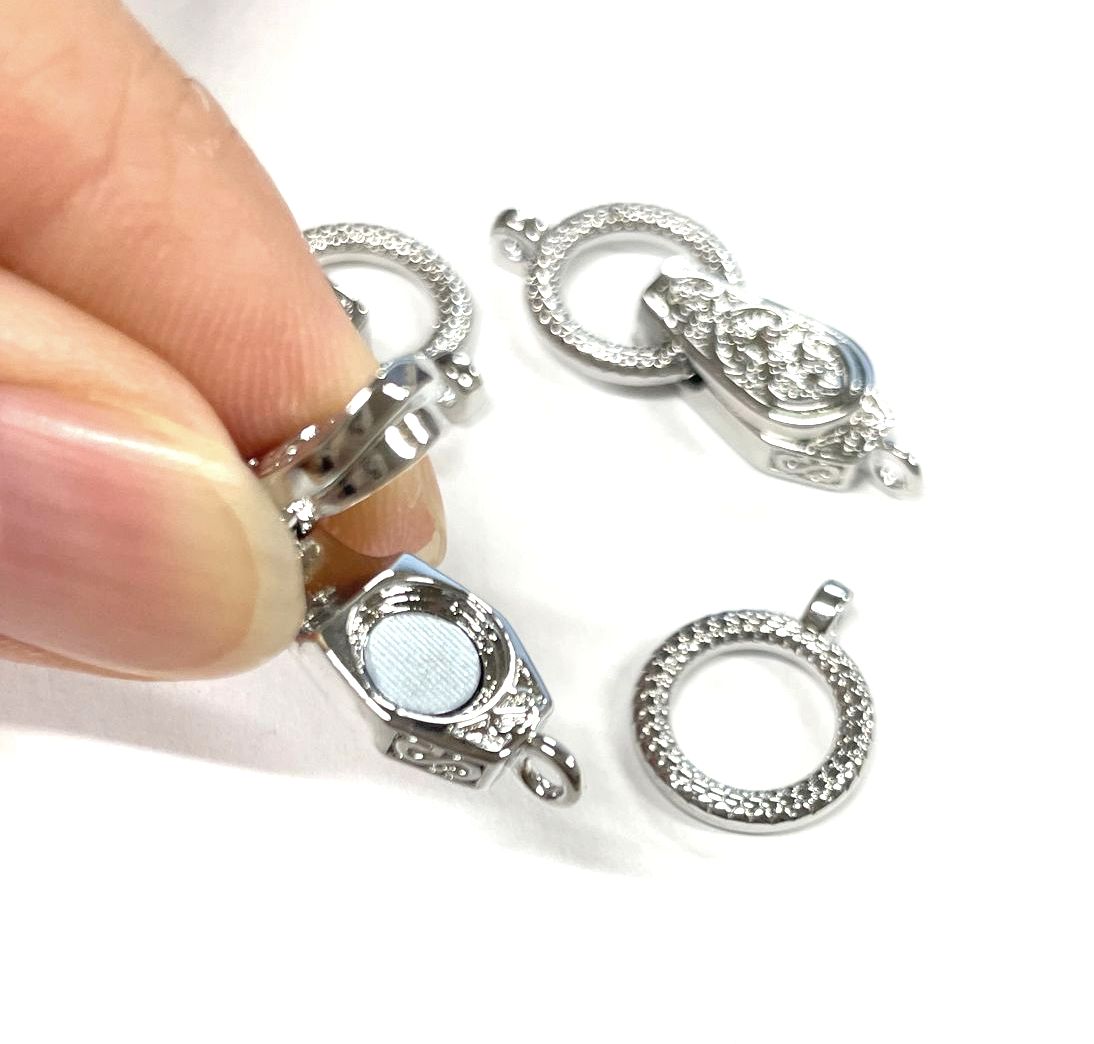 10 sets Brass Fold Over Magnetic Clasp: 28mm Buckle Clasp , 1.5mm Hole