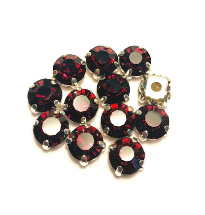 4mm-8mm Sew On Rhinestones with Silver setting, Round, 5pks
