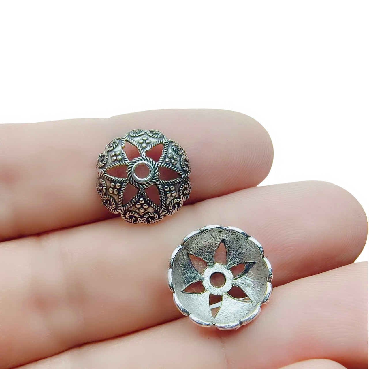 Antique Plated Filigree Flower Bead Caps,100pcs