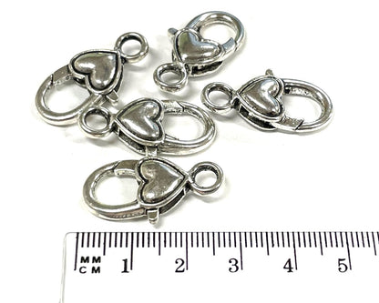 Lobster Claw Clasps,  Heart, 100pcs (JZ-1125)