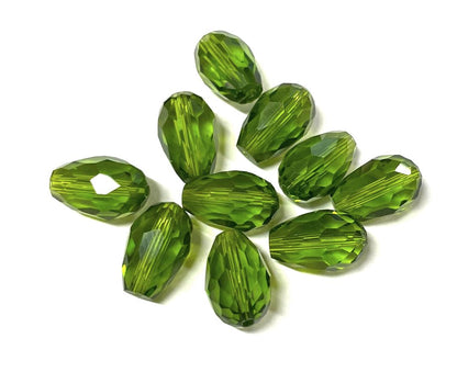 Glass Faceted Teardrops, 5-15mm