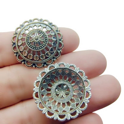 Antique Plated Filigree Flower Bead Caps,100pcs
