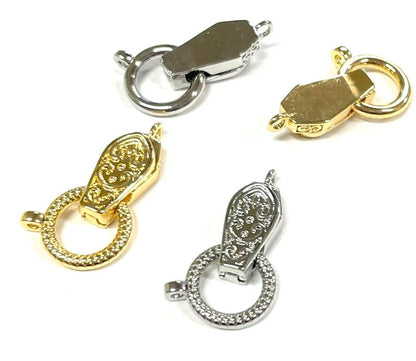 10 sets Brass Fold Over Magnetic Clasp: 28mm Buckle Clasp , 1.5mm Hole