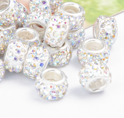 Rhinestone Spacer Beads, Polymer Clay Pave Beads, European Charms, 450pcs