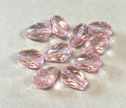Glass Faceted Teardrops, 5-15mm