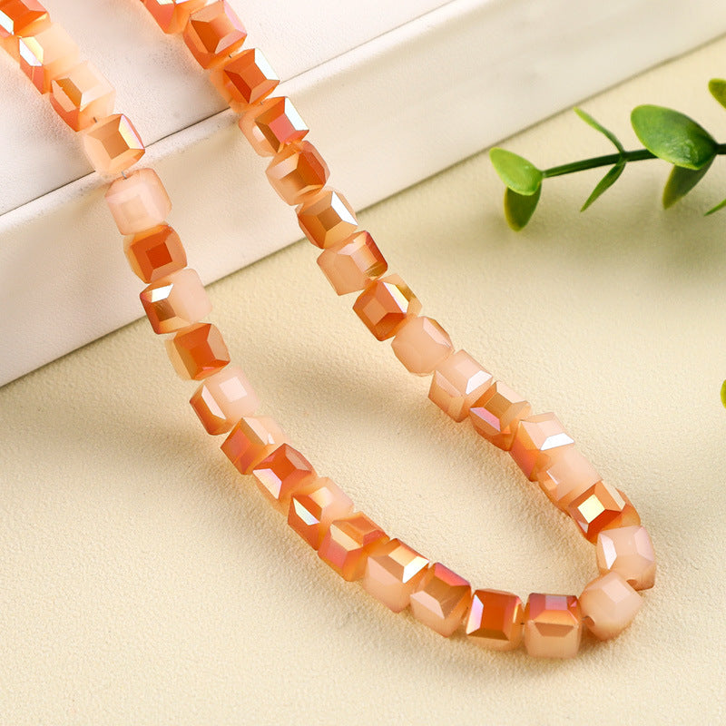 Square Glass Plated Beads ,Cube Plated Beads,40pcs