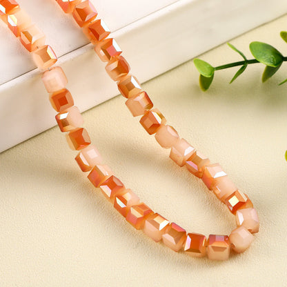 Square Glass Plated Beads ,Cube Plated Beads,40pcs