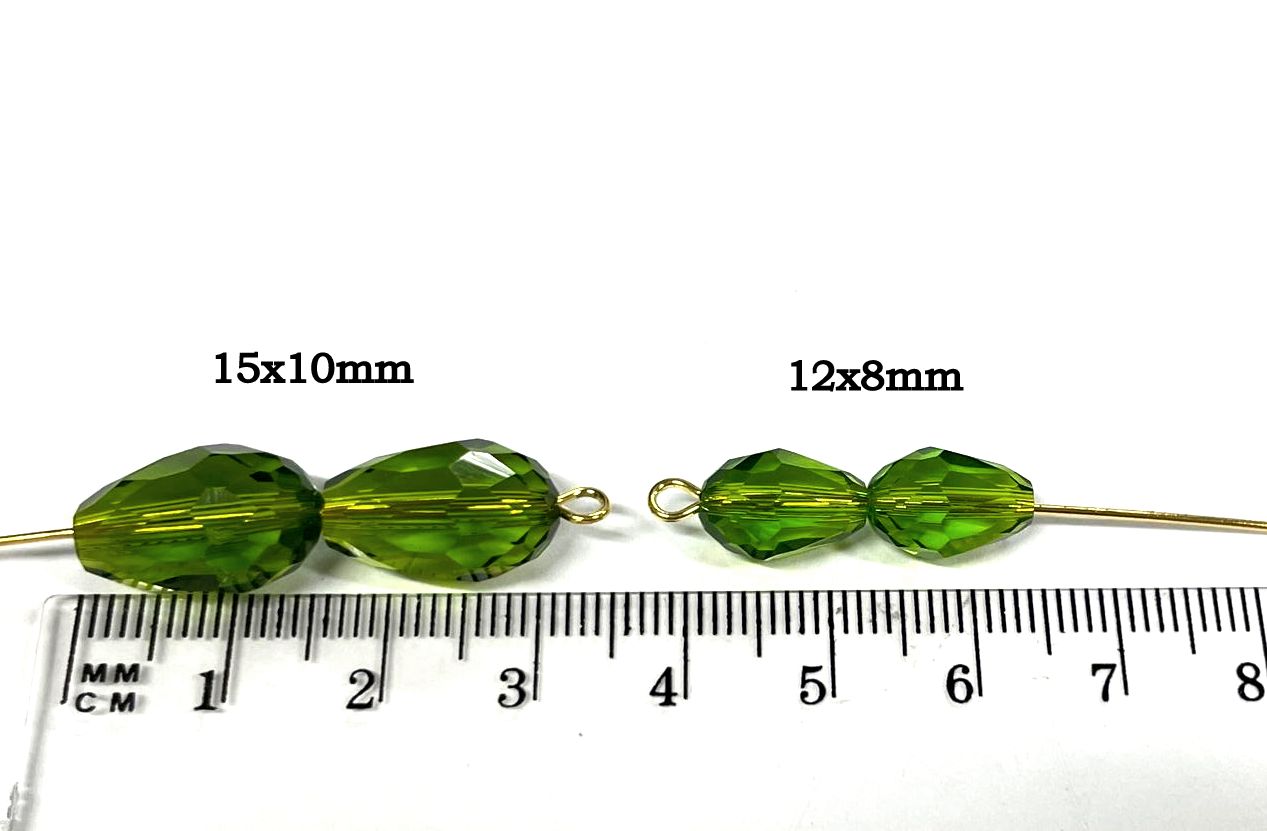 Glass Faceted Teardrops, 5-15mm