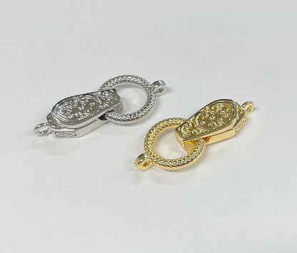 10 sets Brass Fold Over Magnetic Clasp: 28mm Buckle Clasp , 1.5mm Hole
