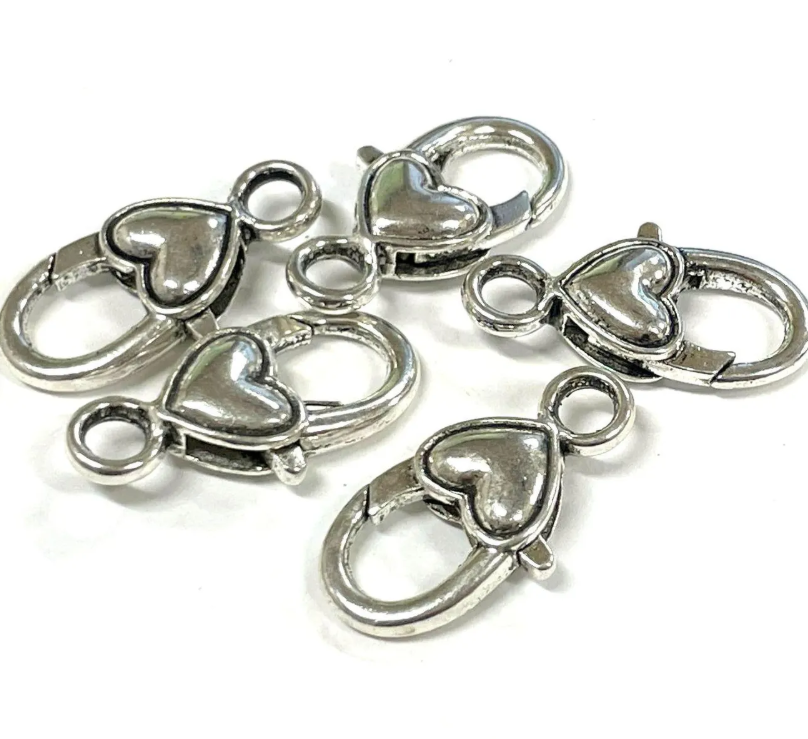 Lobster Claw Clasps,  Heart, 100pcs (JZ-1125)