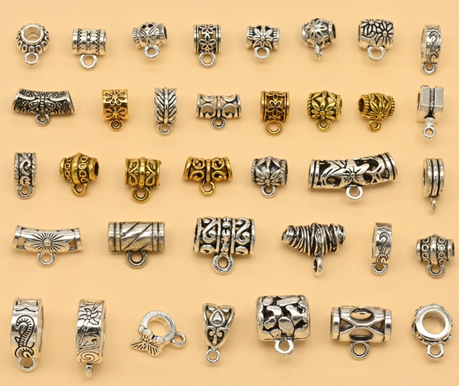 Antique Silver Bail Pendants, 30pcs