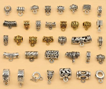 Antique Silver Bail Pendants, 30pcs