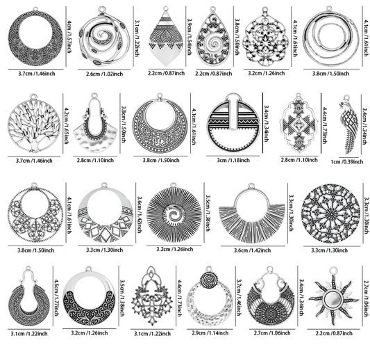 Antique Silver Boho Charms 10pcs