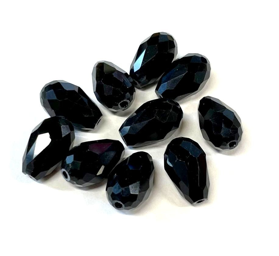 Glass Faceted Teardrops, 5-15mm