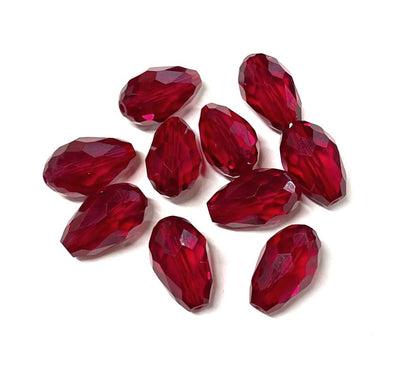 Glass Faceted Teardrops, 5-15mm