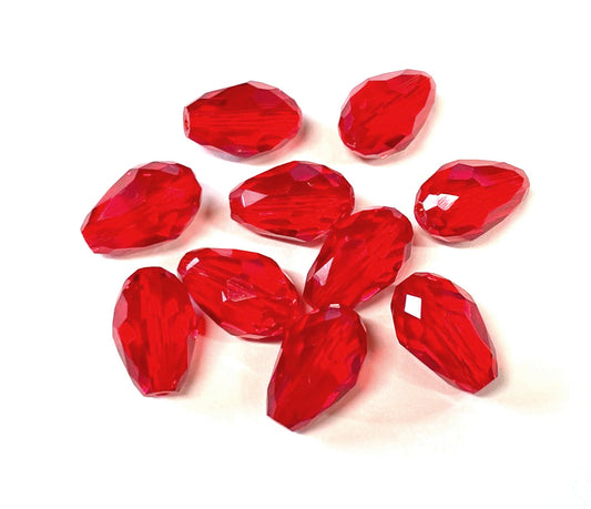 Glass Faceted Teardrops, 5-15mm