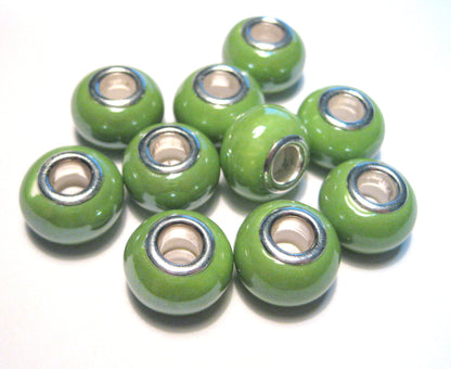 Ceramic Beads , Ceramic European Beads, Large Hole Rondelle Beads, 200pcs