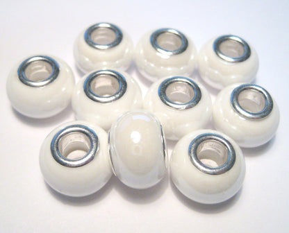 Ceramic Beads , Ceramic European Beads, Large Hole Rondelle Beads, 200pcs