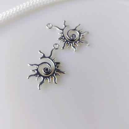 Antique Silver Spiral Sun Charms Pendants, 10pcs