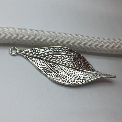 Antique Silver Leaf Charms Pendant,49x16mm, 10pcs