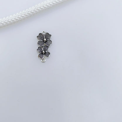 Antique Silver Flower Link Charms, 20pcs