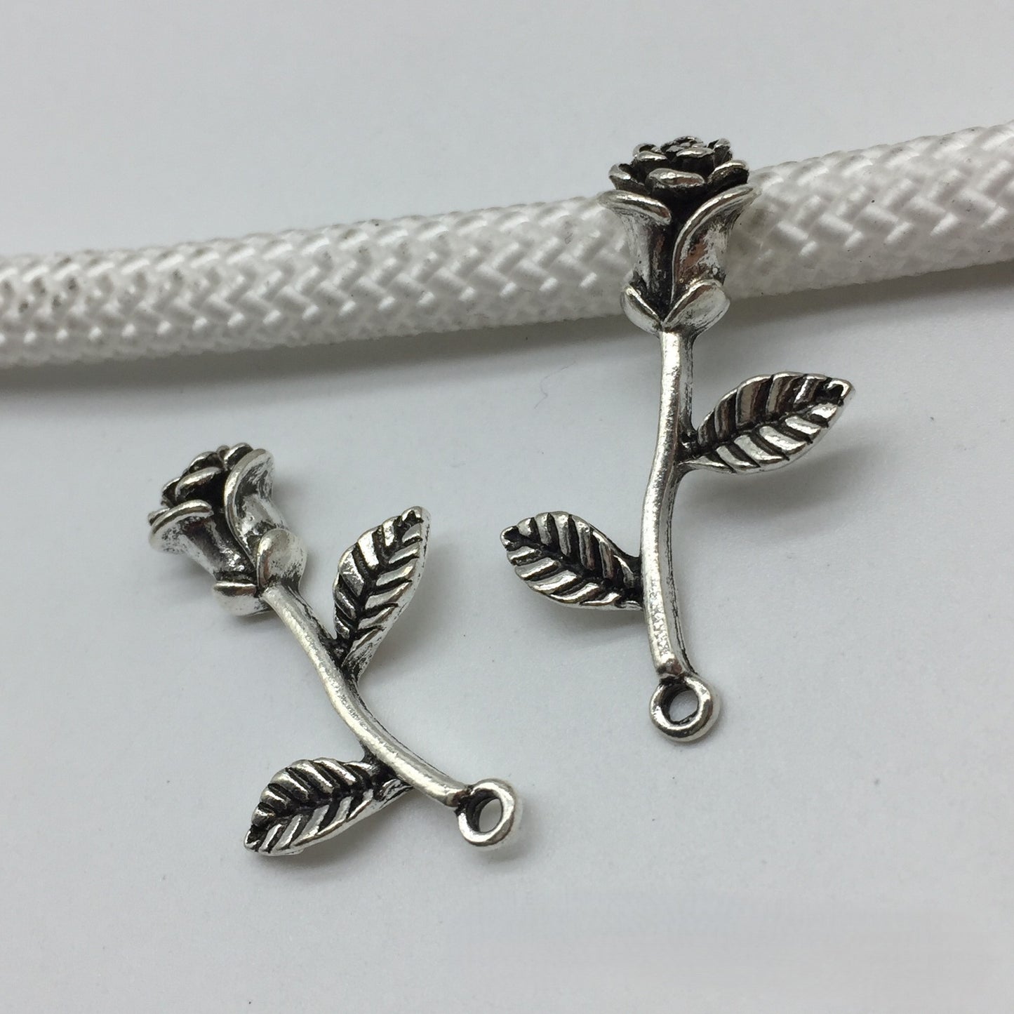 Antique silver Rose flower charms pendant, 33x21mm, 150pcs