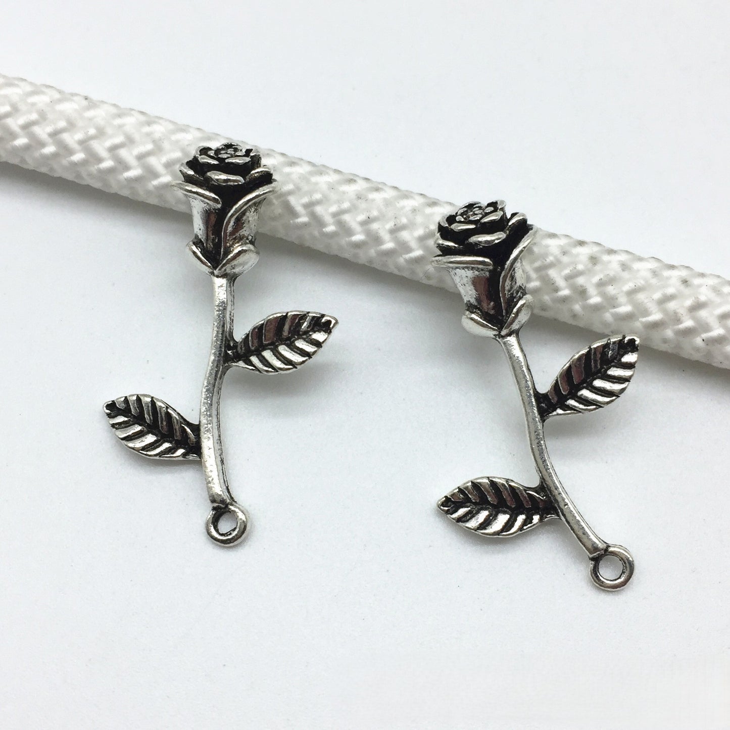 Antique silver Rose flower charms pendant, 33x21mm, 150pcs